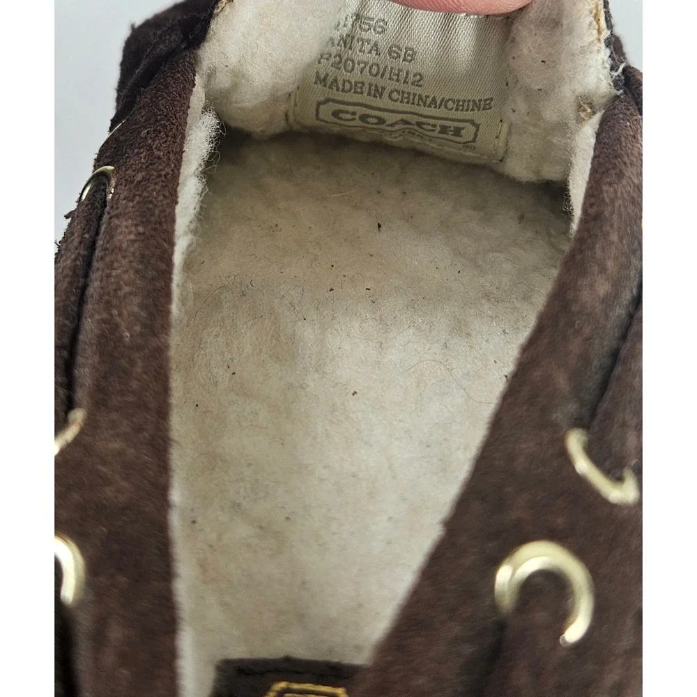 Coach Anita Signature Womens 6B Suede Monogram Tassel Moccasin Loafers Flats